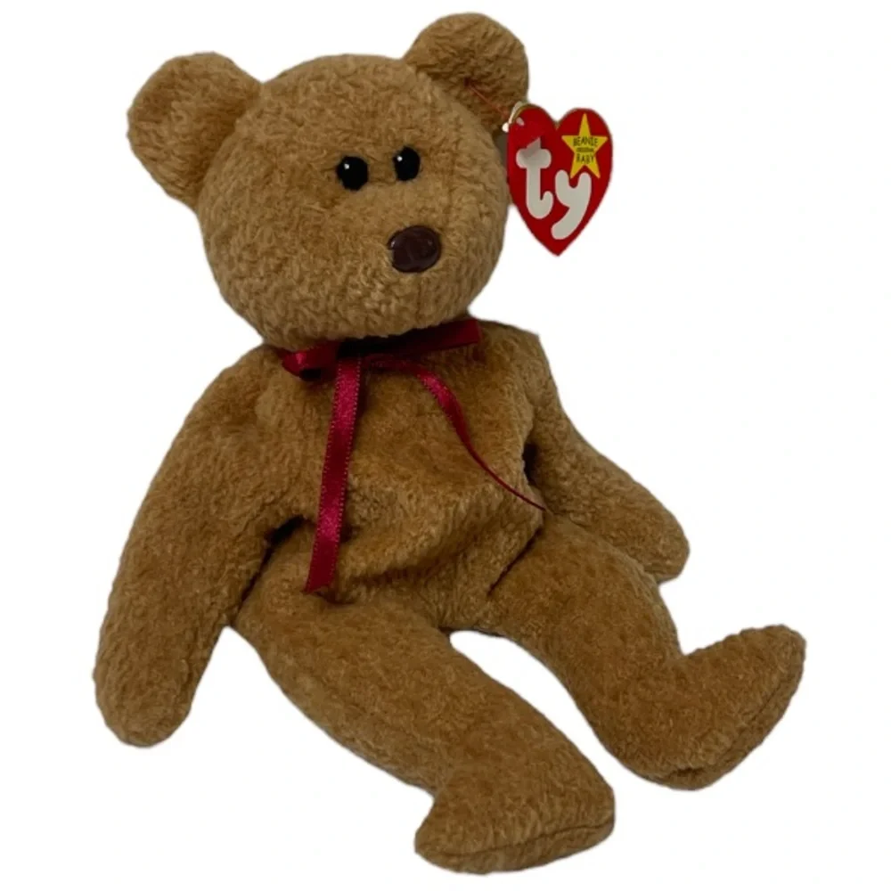 Rare Vintage Ty Bear  1996 “ Curly “ Brown Bear Ty Beanie Babies Bear Collection